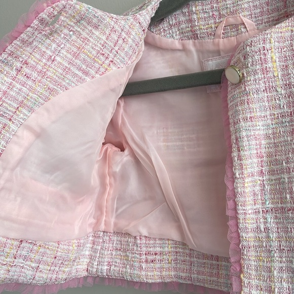 Janie and Jack Pink Tweed jacket - Picture 3 of 5